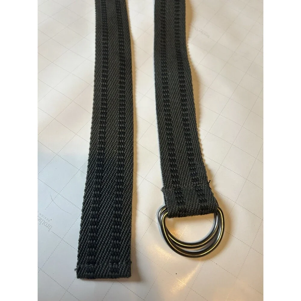 Grey Black Woven Belt with Silver D-Ring Buckle